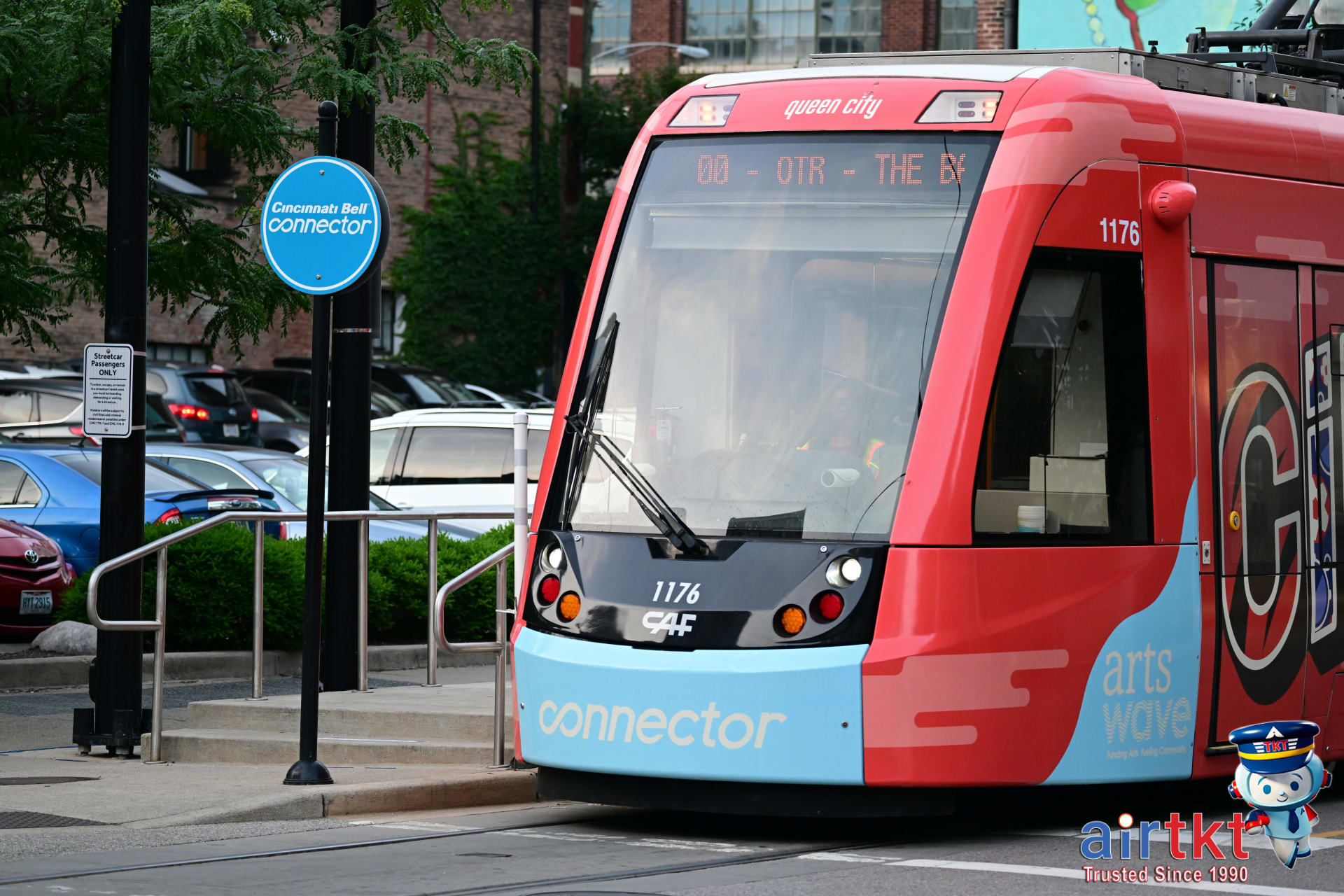 Cincinnati public transportation streetcar on city street