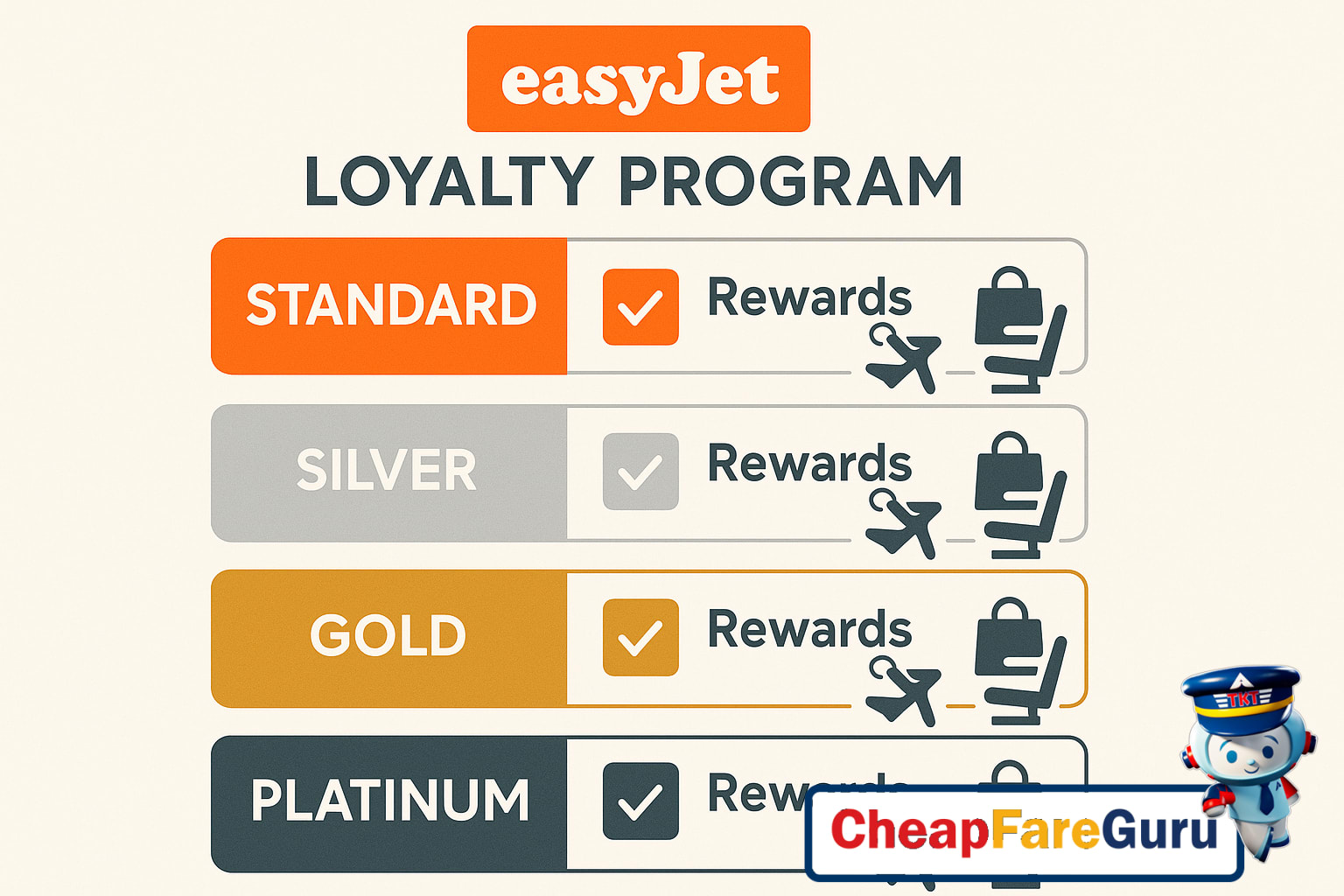EasyJet loyalty program tiers and rewards infographic