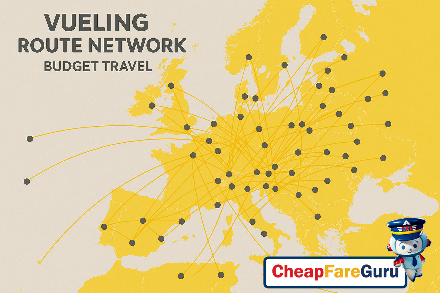 Vueling airline plane taking off at sunset