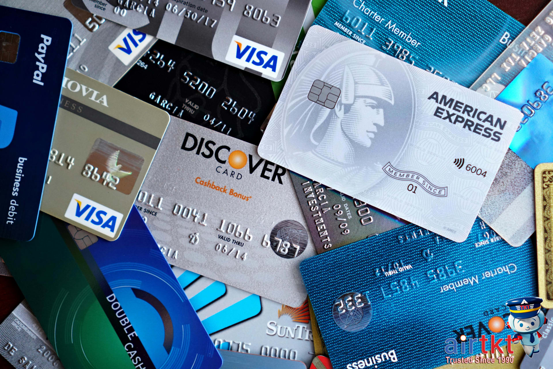 Travel credit cards and rewards points concept