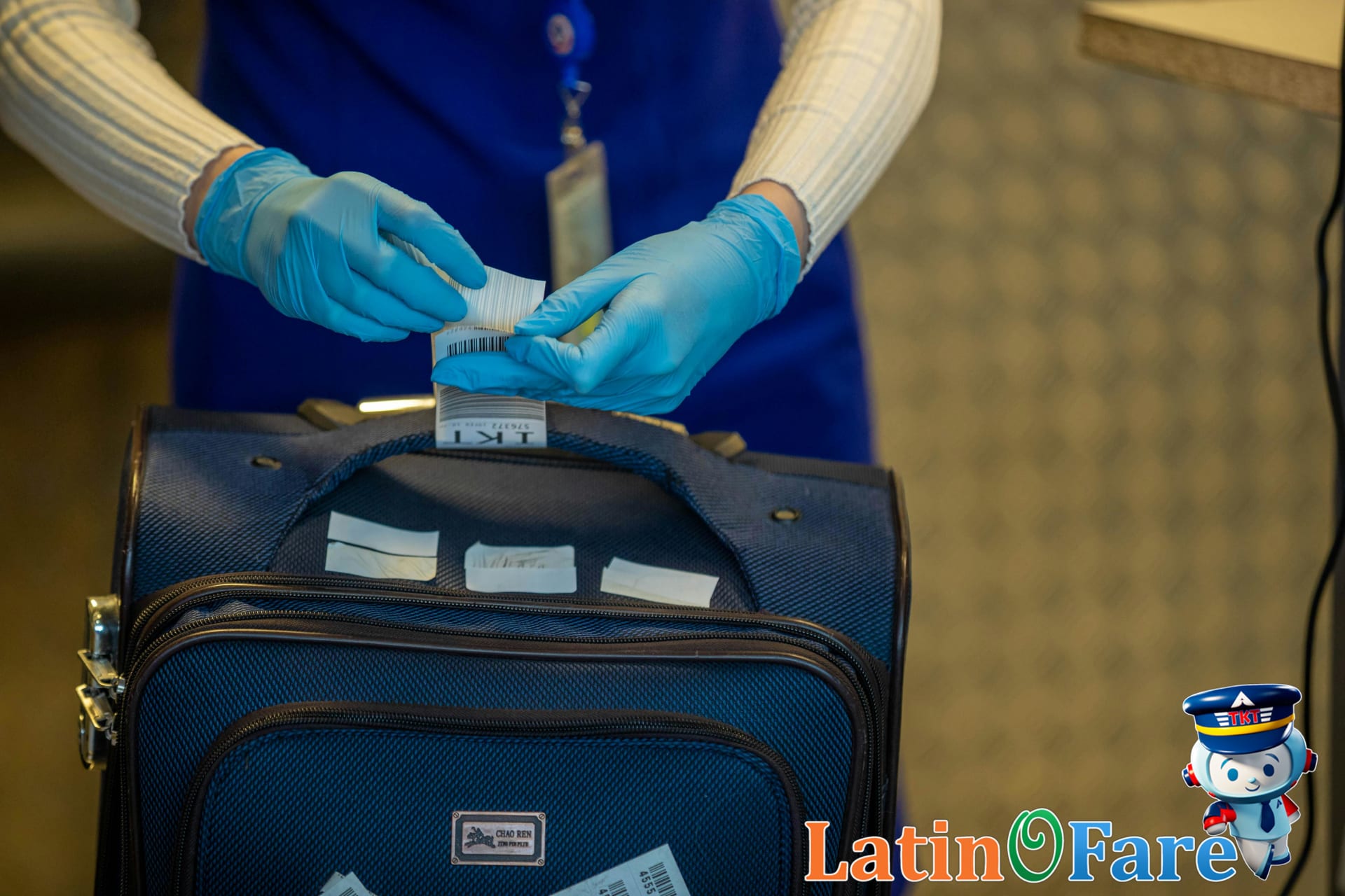 Close-up of TSA security checkpoint with luggage inspection