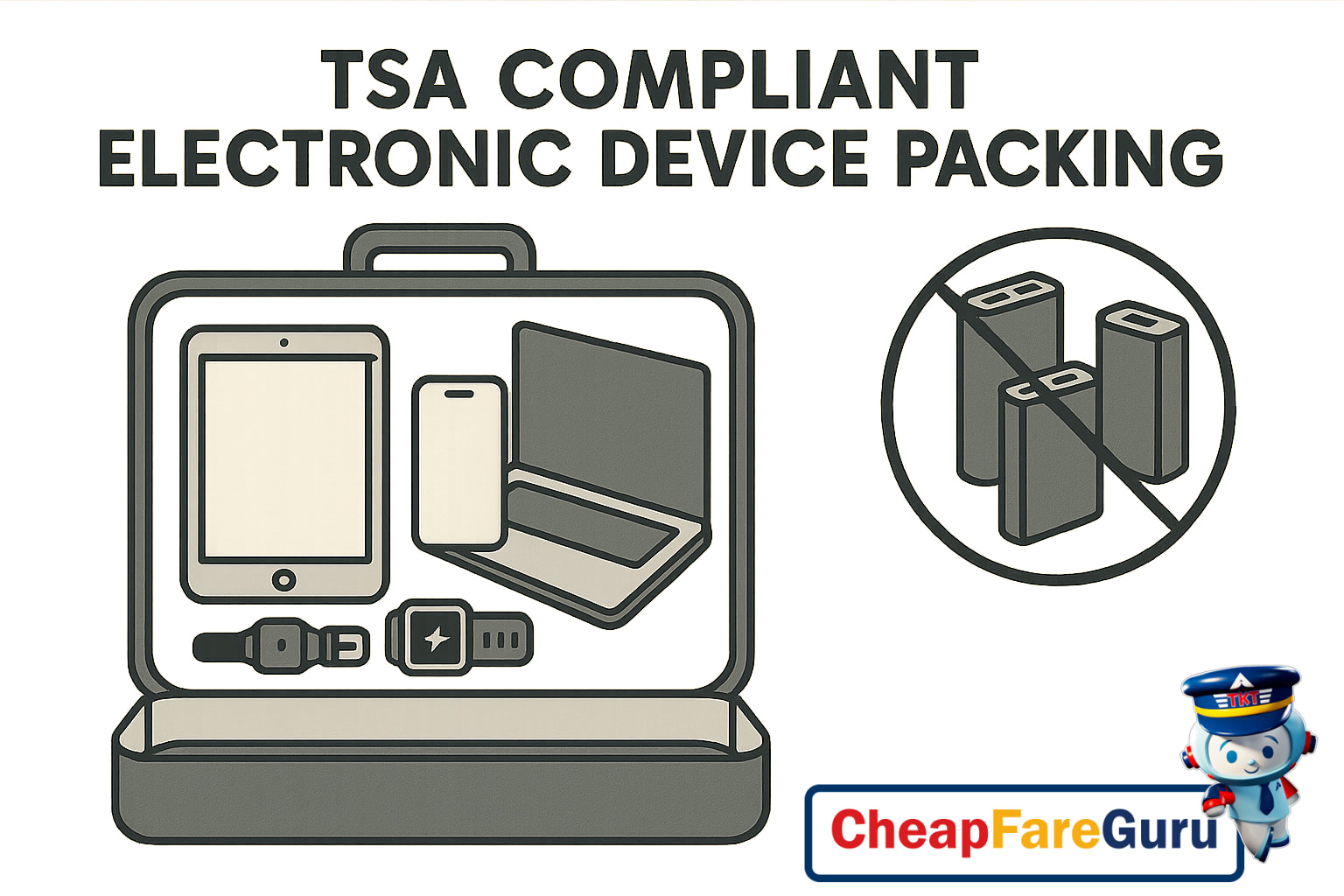 Traveler organizing portable chargers before security screening