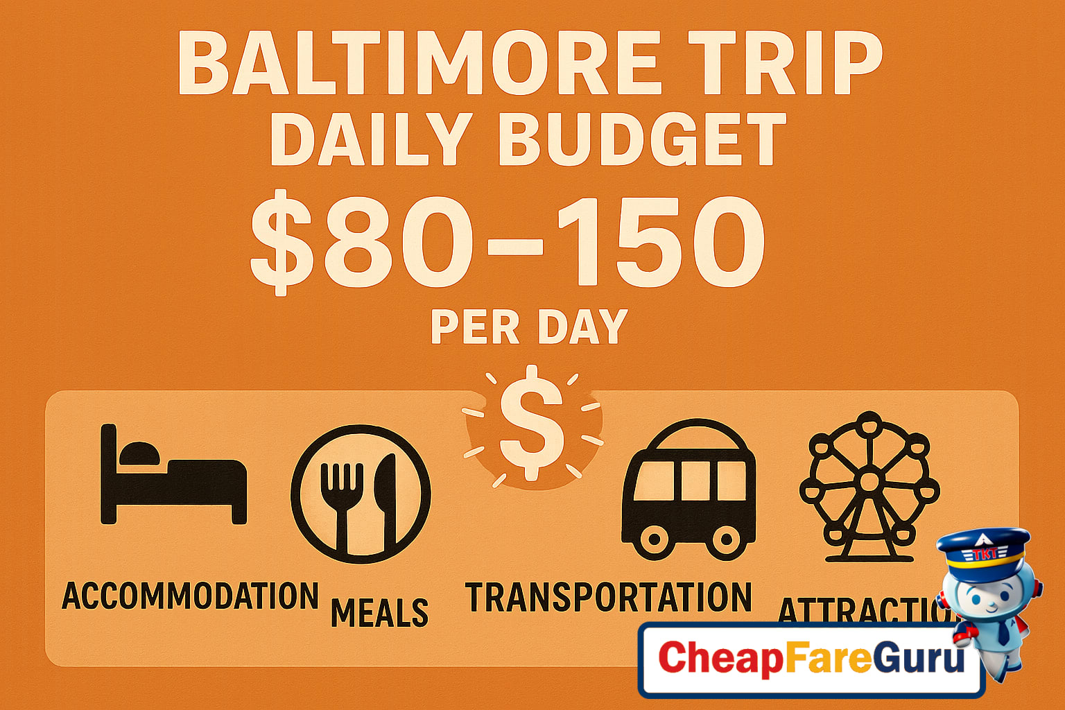 Street view of Baltimore with budget travel