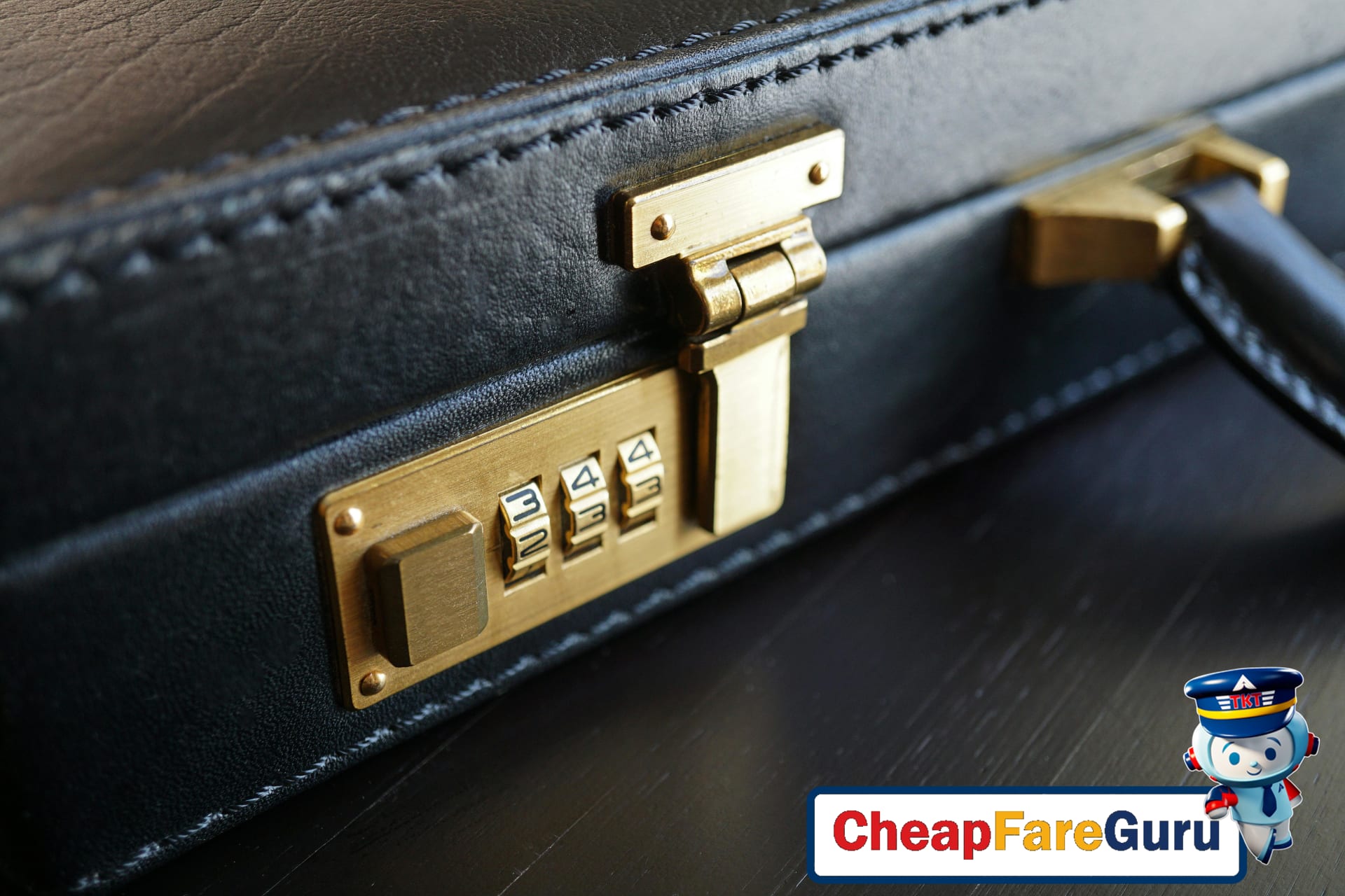 Black leather briefcase with combination lock