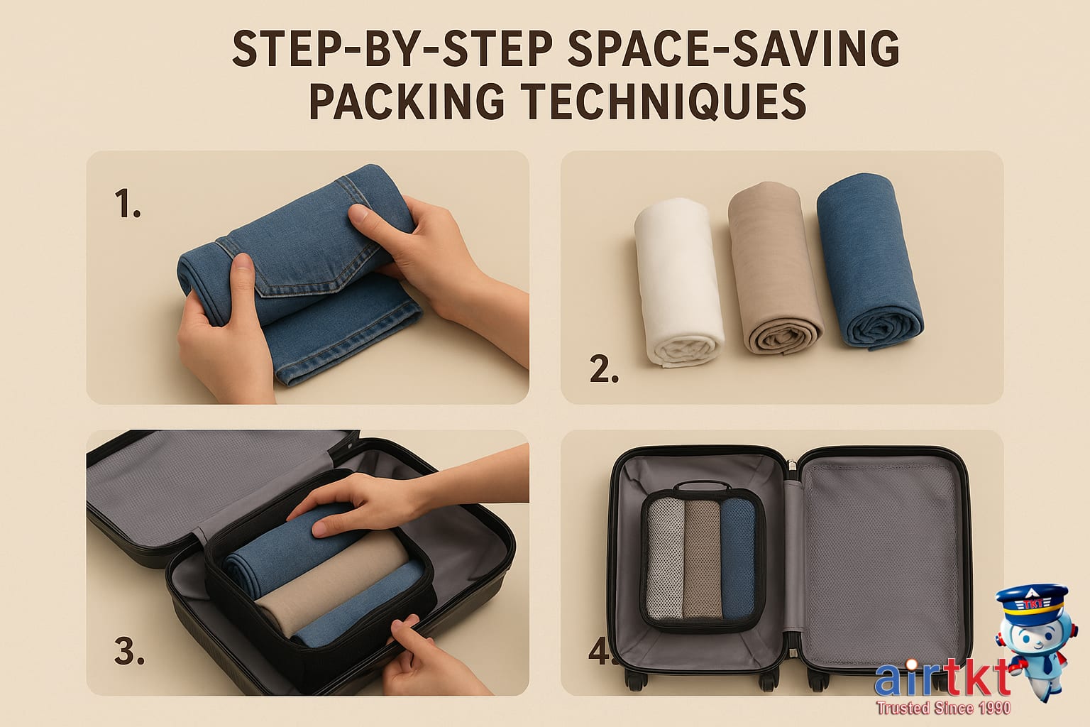 Organized suitcase using packing cubes and garment bags