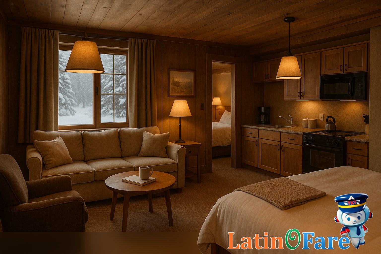 Family cooking together in a vacation rental kitchen