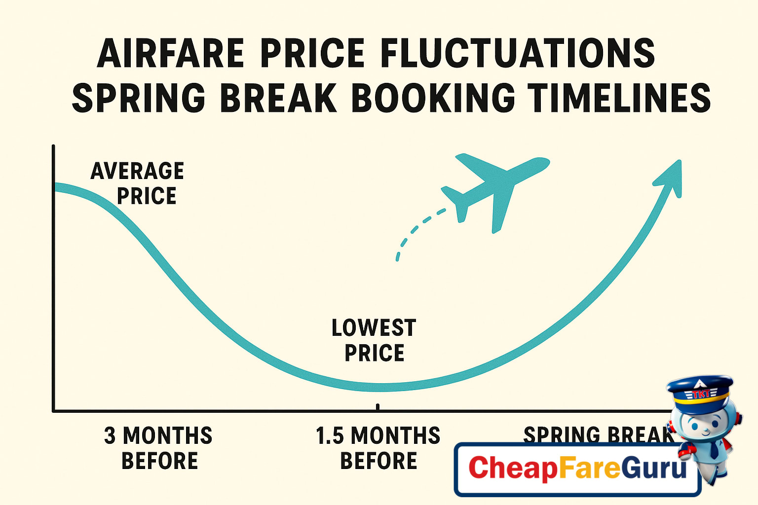 Example chart showing airfare price fluctuations around Spring Break