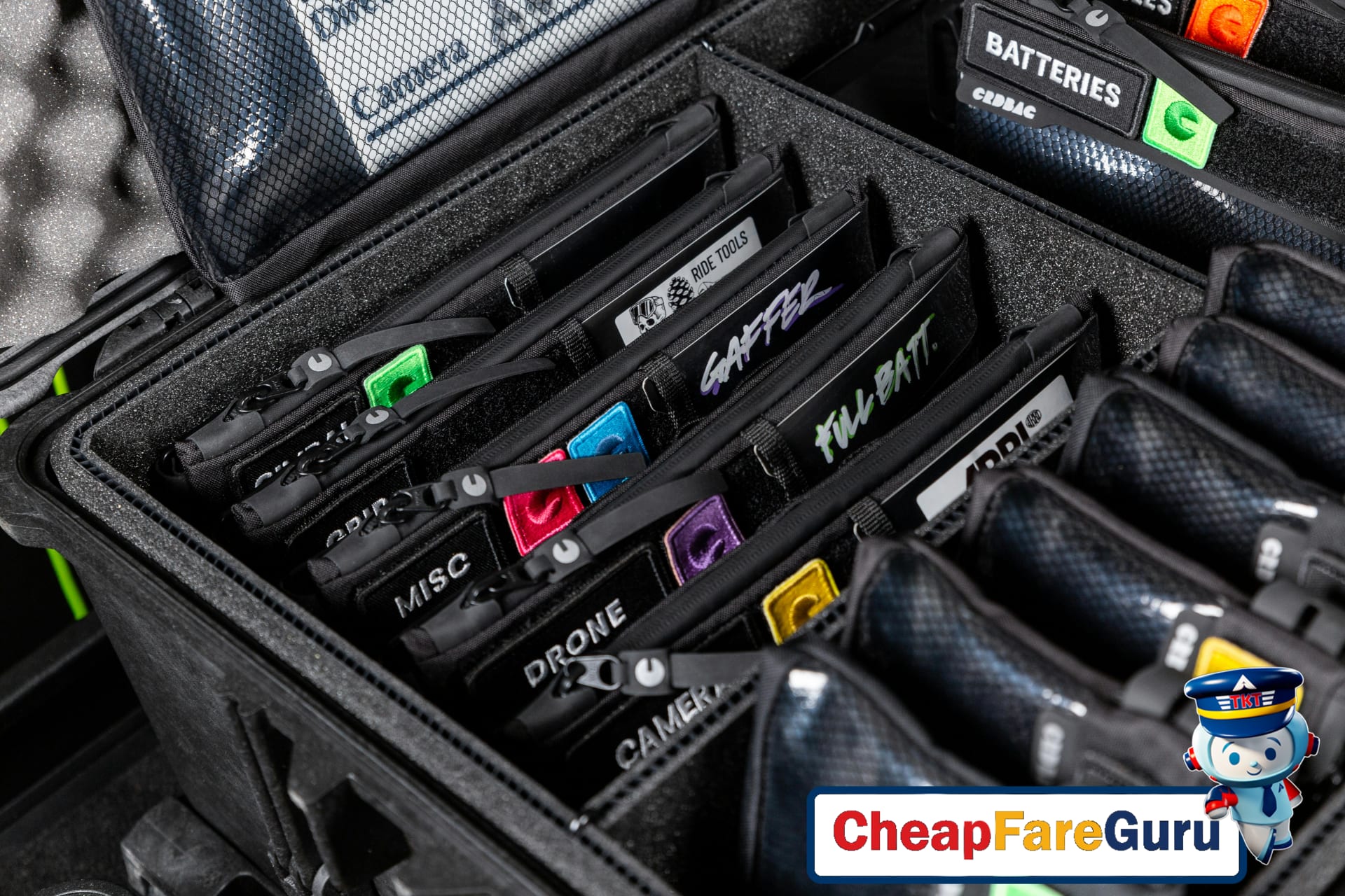 Family suitcase with organized packing cubes and rolled clothes