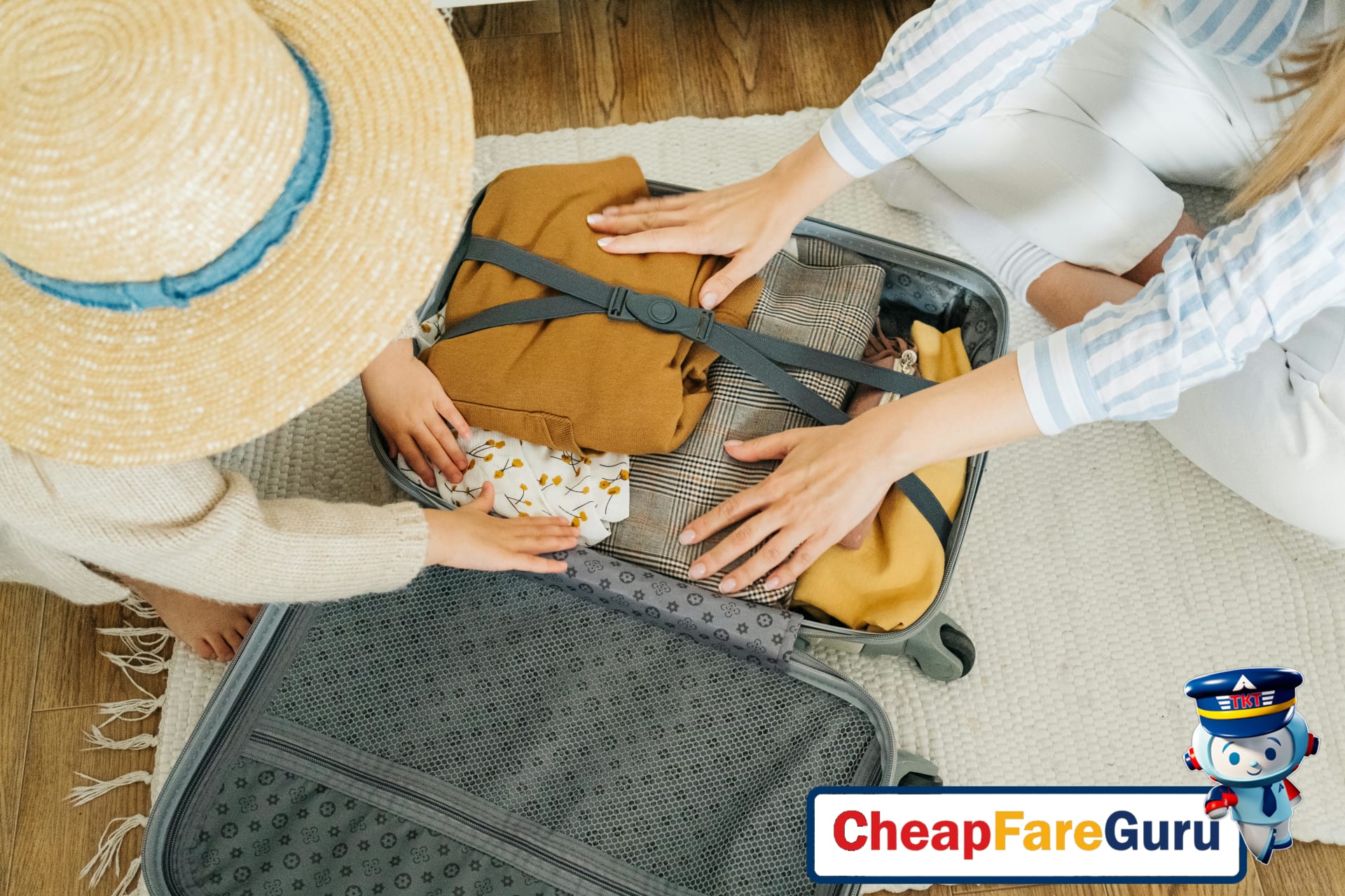 Packed family luggage ready for travel