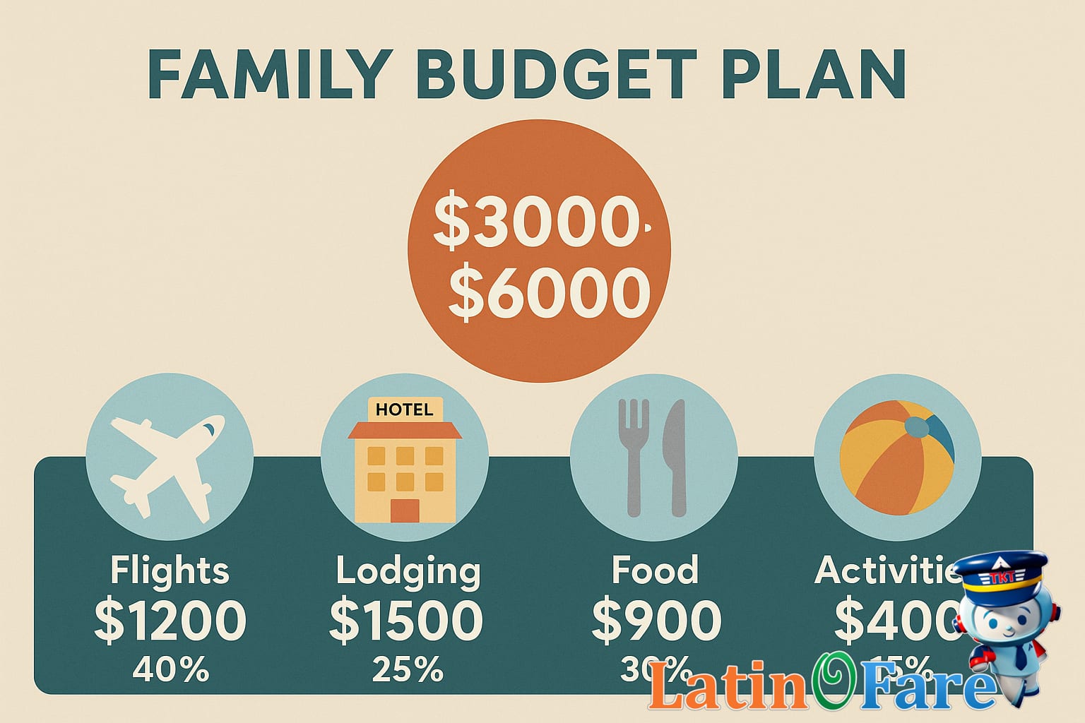 Infographic showing budget allocation for family spring break trip