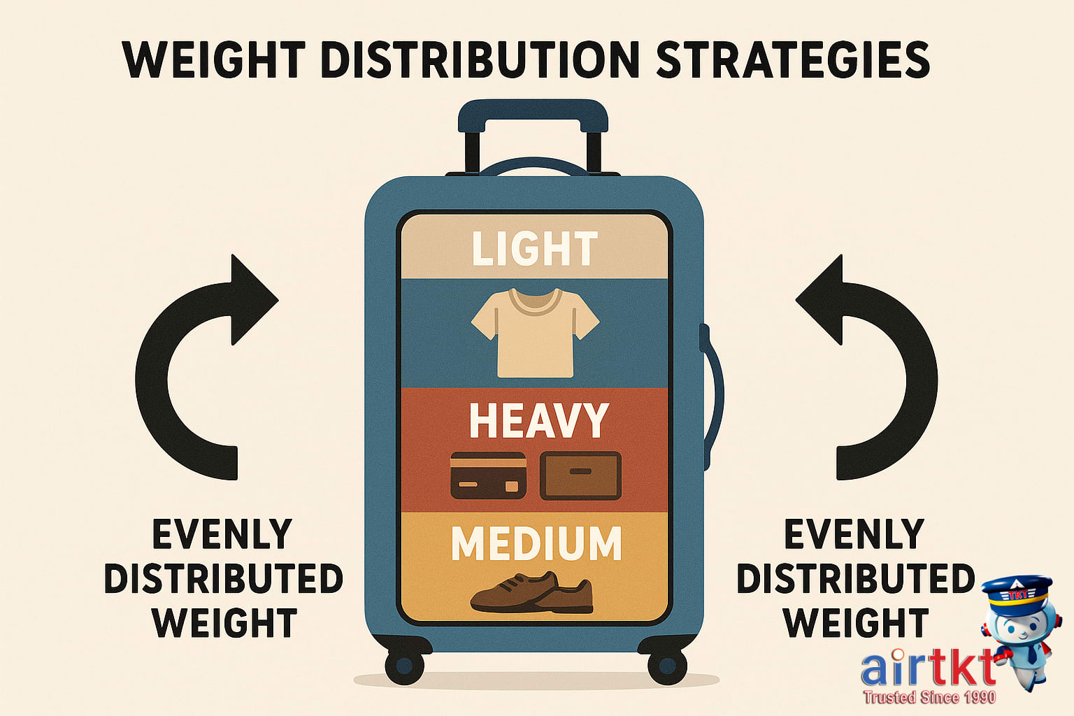 Organized travel luggage with compartments
