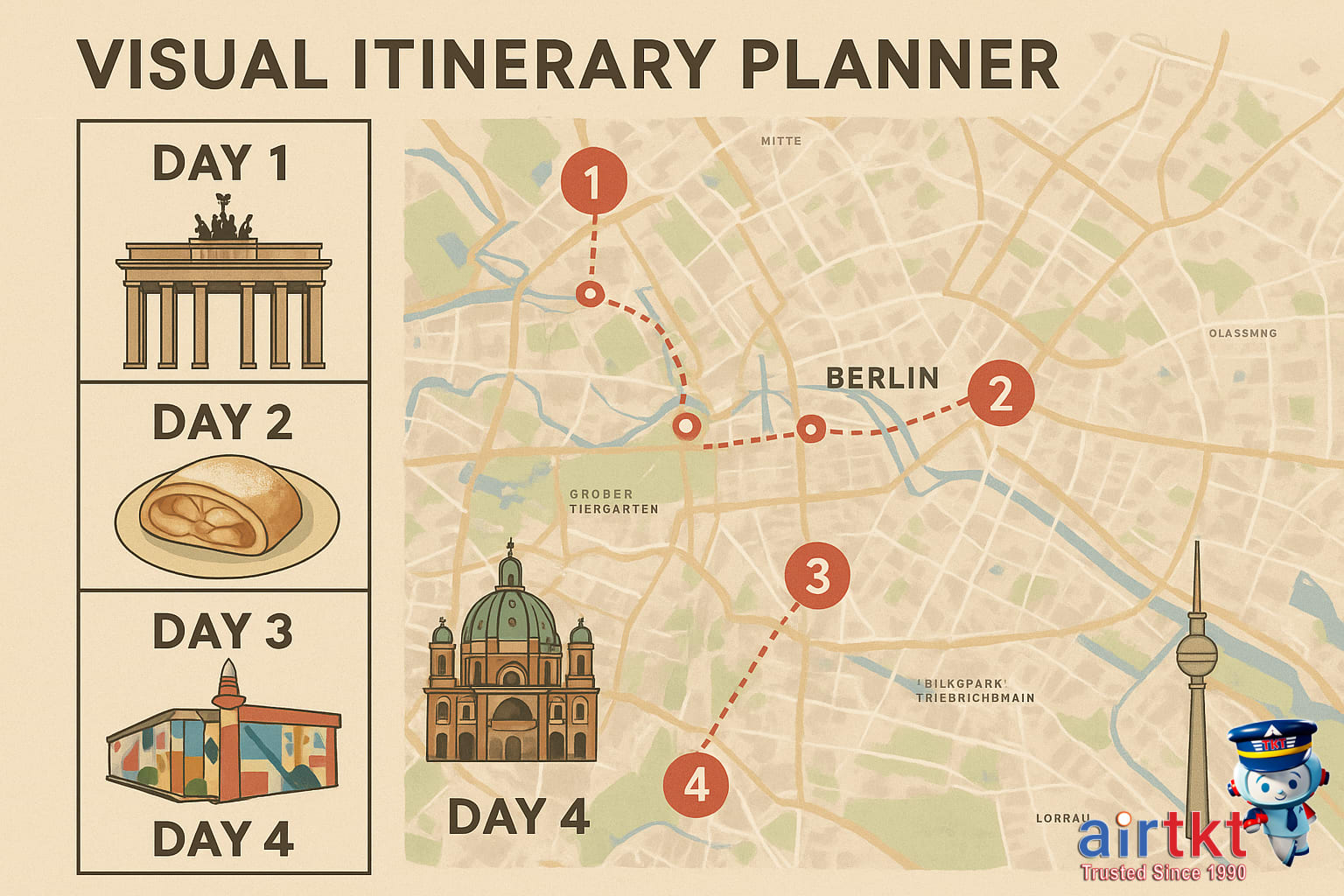 Scenic view of Berlin city with iconic landmarks