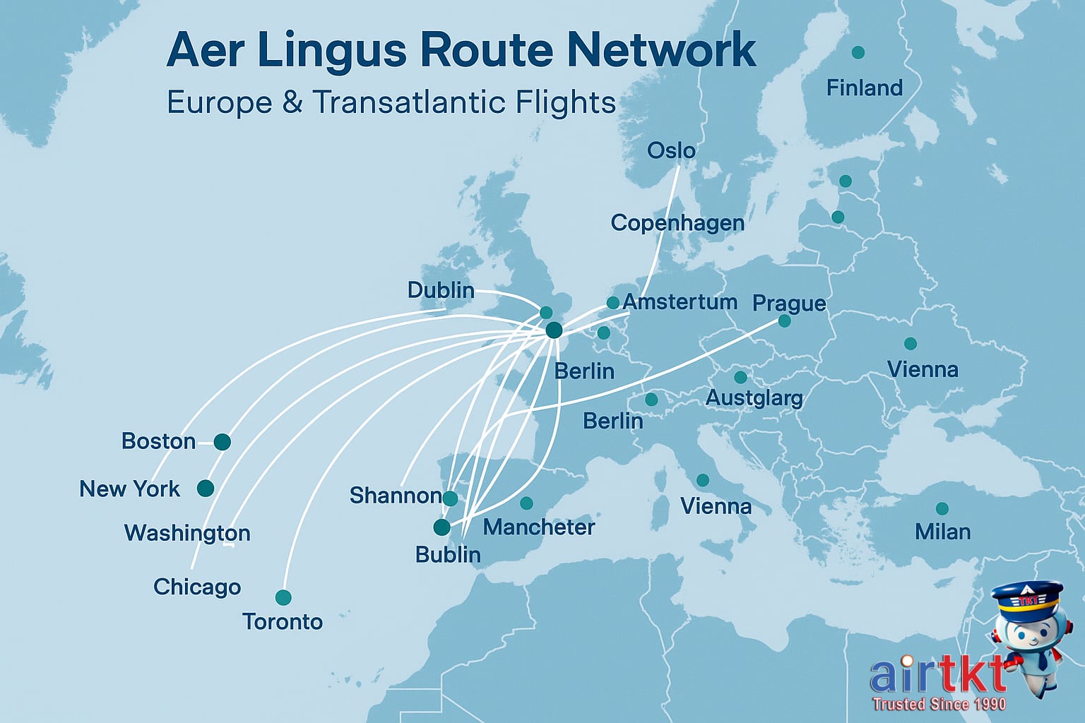 Aer Lingus route network map