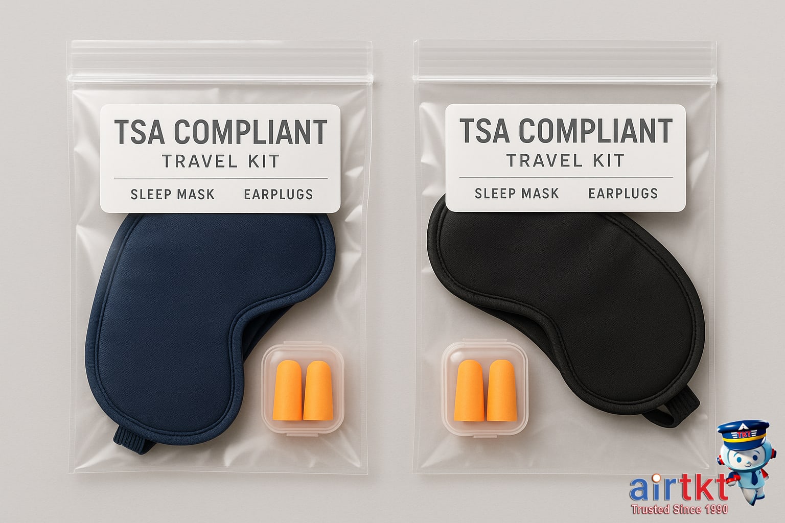 Travel accessories including sleep masks and earplugs