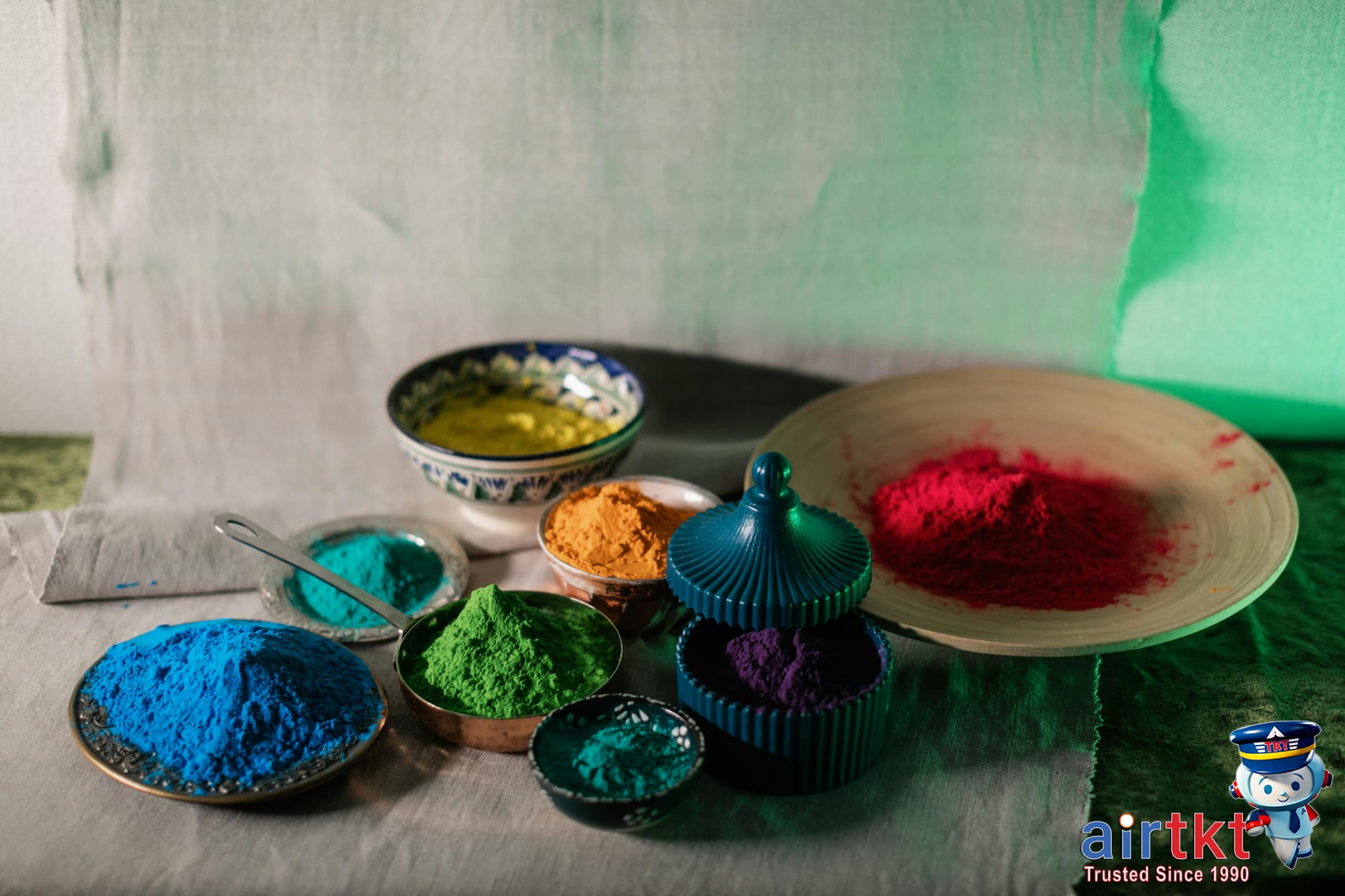 Holi festival celebrations with colorful powders