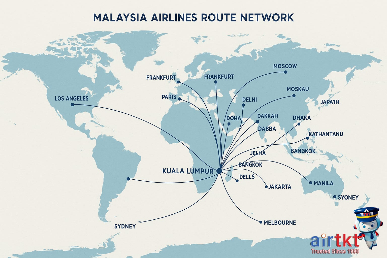Malaysia Airlines route network map