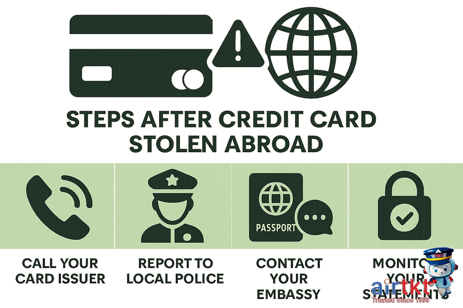 Traveler on phone reporting stolen credit card