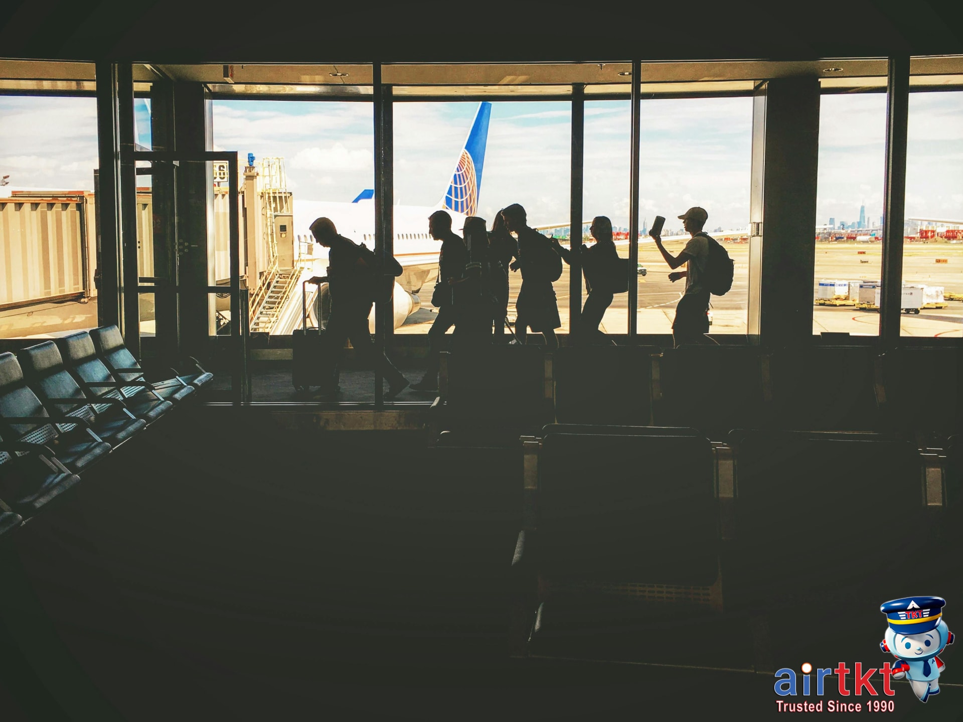 Asian city airport view with planes