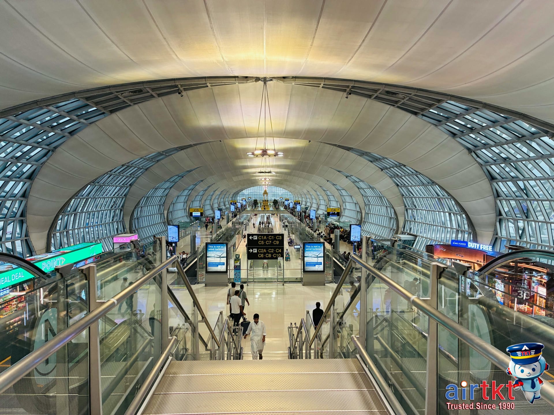 Busy airport terminal in Asia