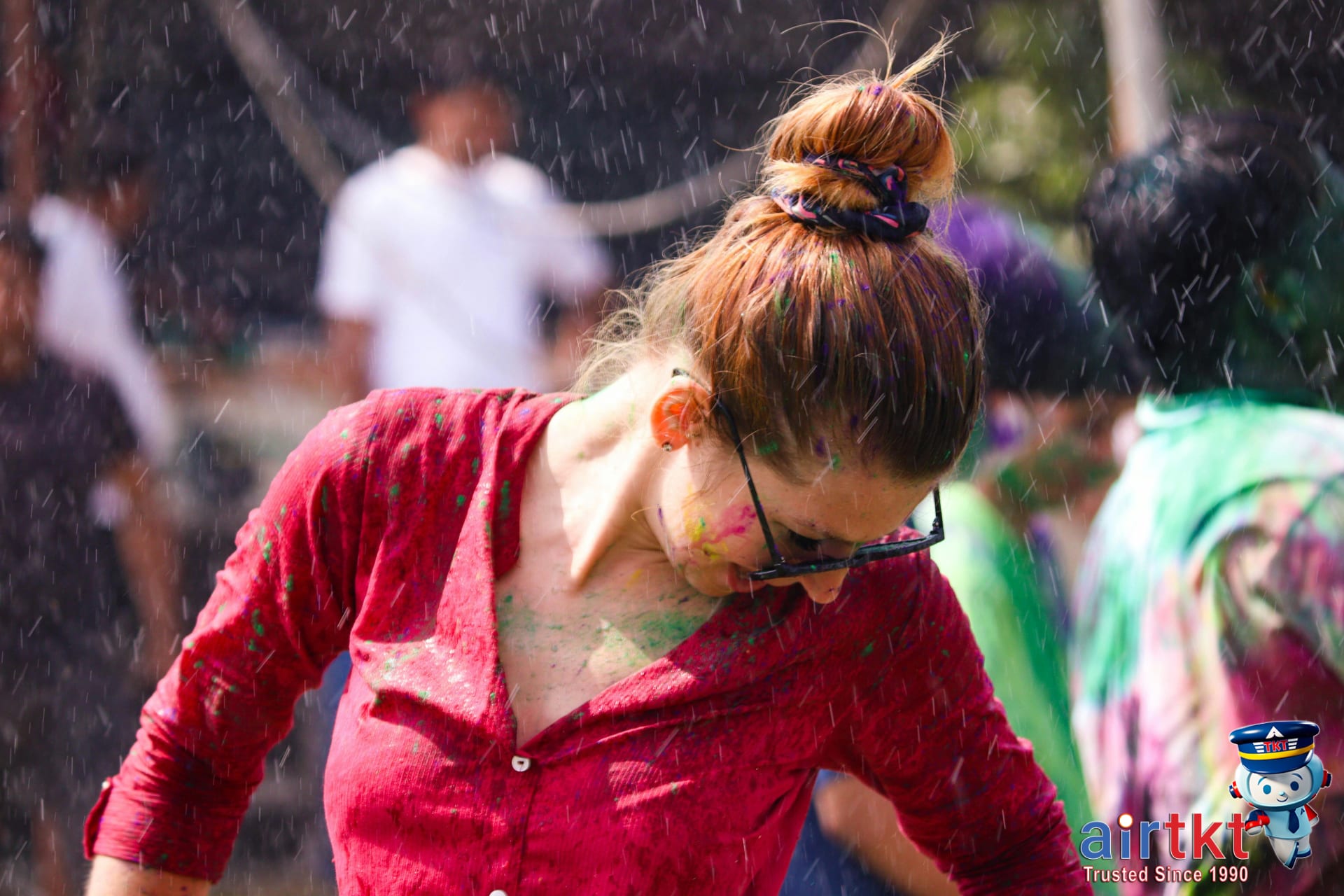 Colorful Holi festival crowd