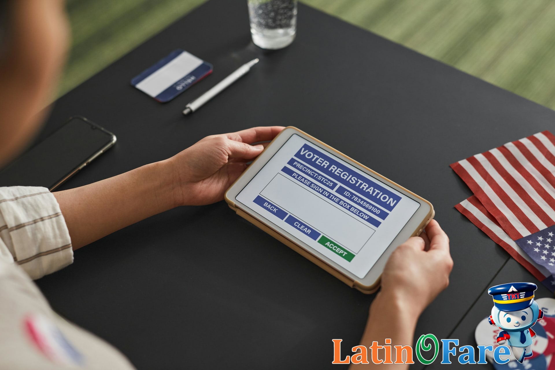 Traveler registering with embassy program on mobile phone