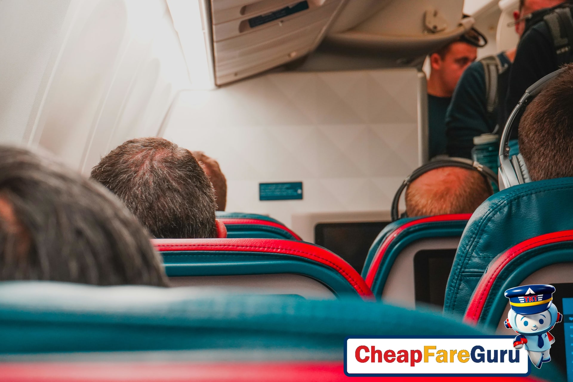 Empty seats on a late-night plane