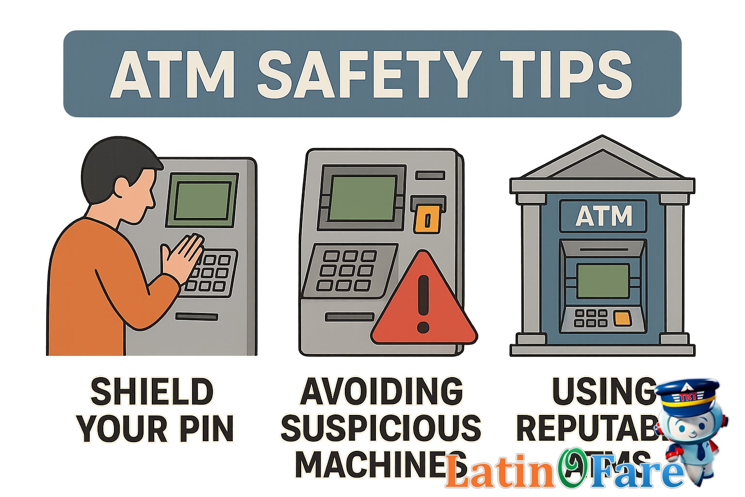 Traveler shielding PIN while using ATM
