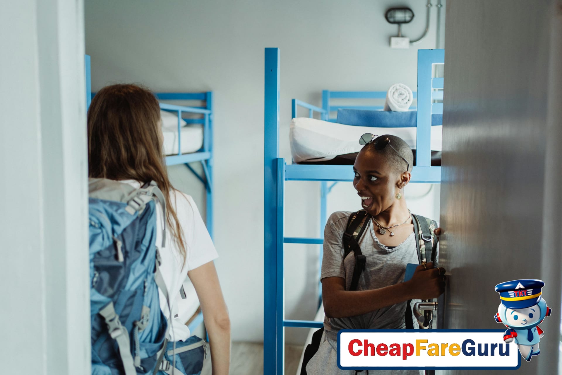 Budget accommodation choices: hostel bunk beds and budget hotel room