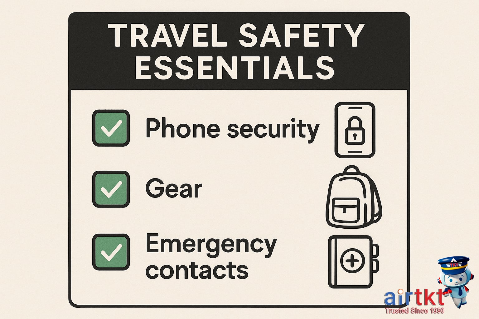 Traveler on phone looking at emergency contacts
