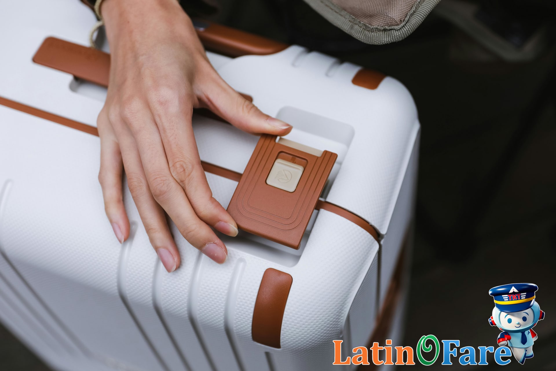 Suitcase with luggage lock at airport