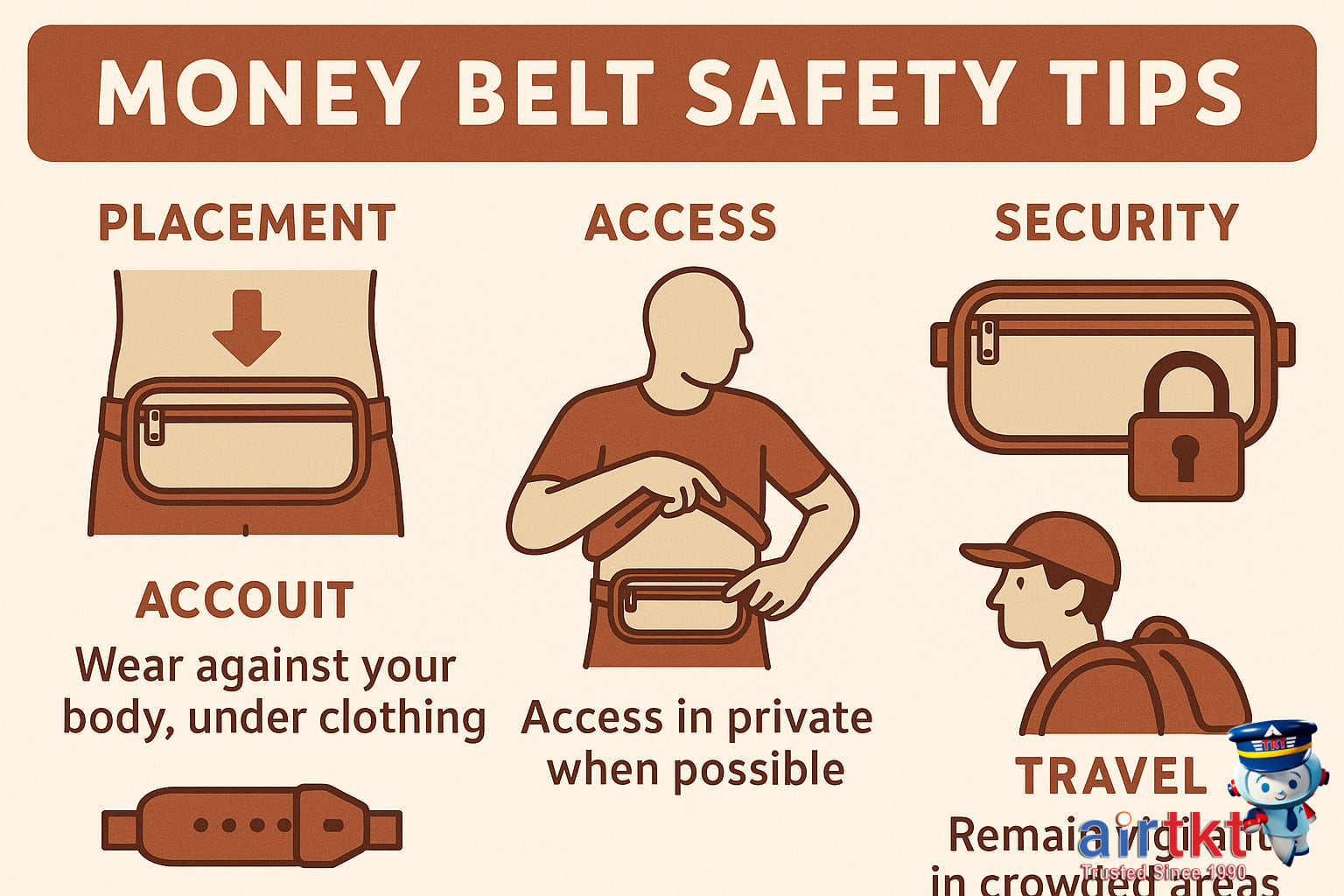 Traveler wearing a money belt discreetly under clothes