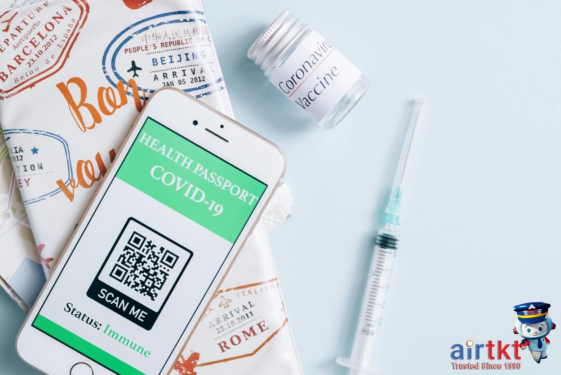 Traveler receiving vaccine before flight