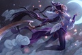 Картинка девушка, облака, ночь, оружие, луна, арт, League of Legends, Diana, Michal Ivan