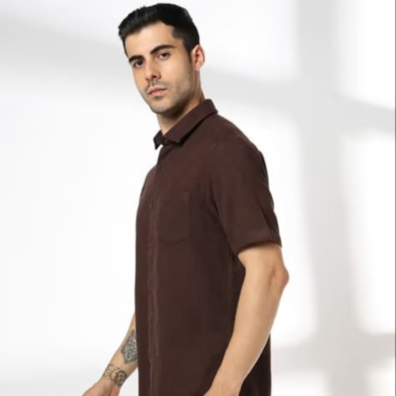 CASUAL BROWN MODAL SHIRT FOR MEN