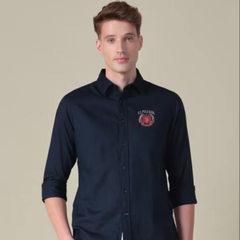 CASUAL DARK BLUE FULL SLEEVE MODAL SHIRT FOR MEN