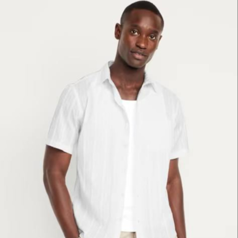 CASUAL WHITE MODAL TEXTURED SHIRT FOR MEN