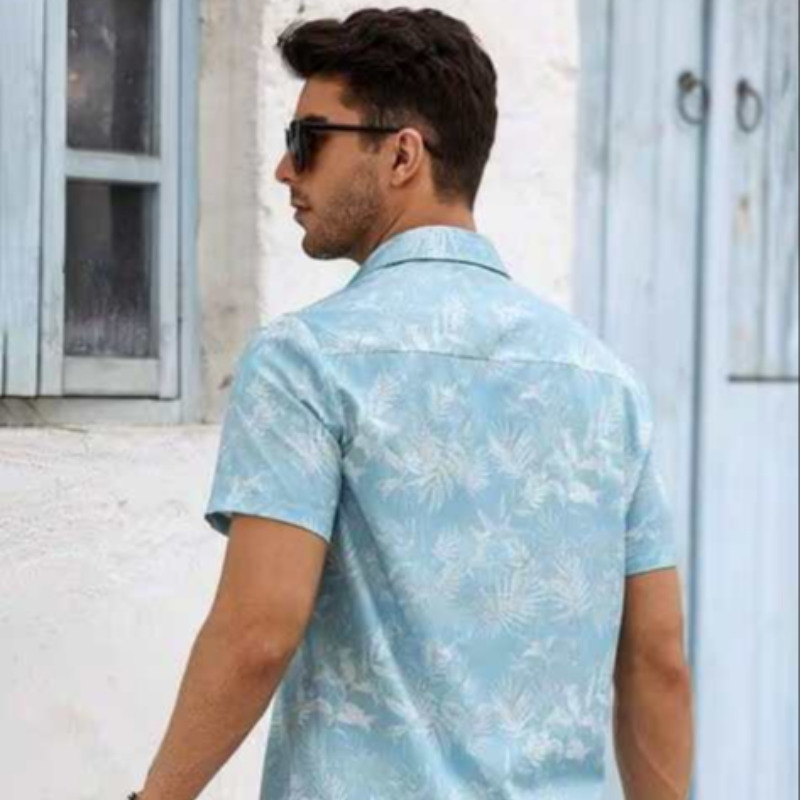 CASUAL BLUE MODAL FLORAL SHIRT FOR MEN