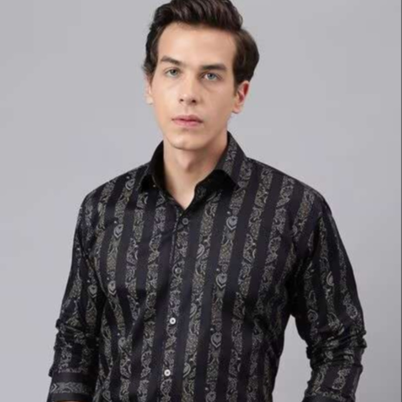 FULL SLEEVE BLACK MODAL SHIRT FOR MEN