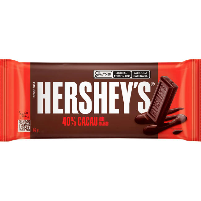 Chocolate 40% Cacau Hershey’s Meio Amargo Unidade com 82g