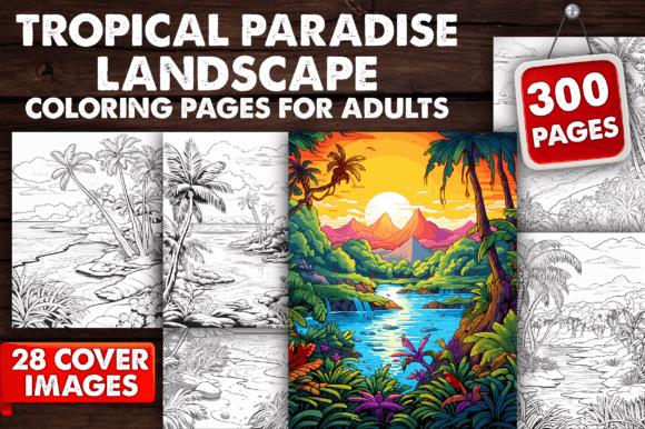 Tropical Paradise Landscape Coloring Book Cover