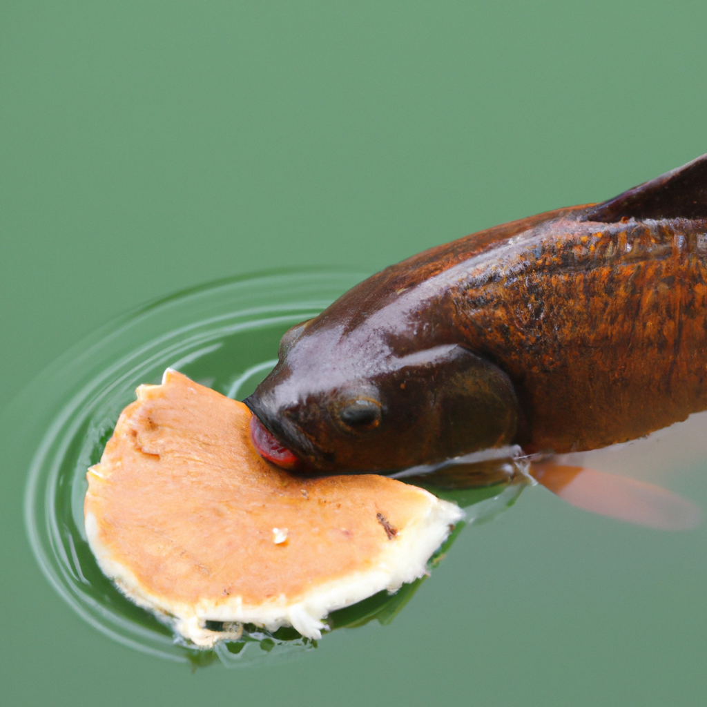 a fish eating pancakes