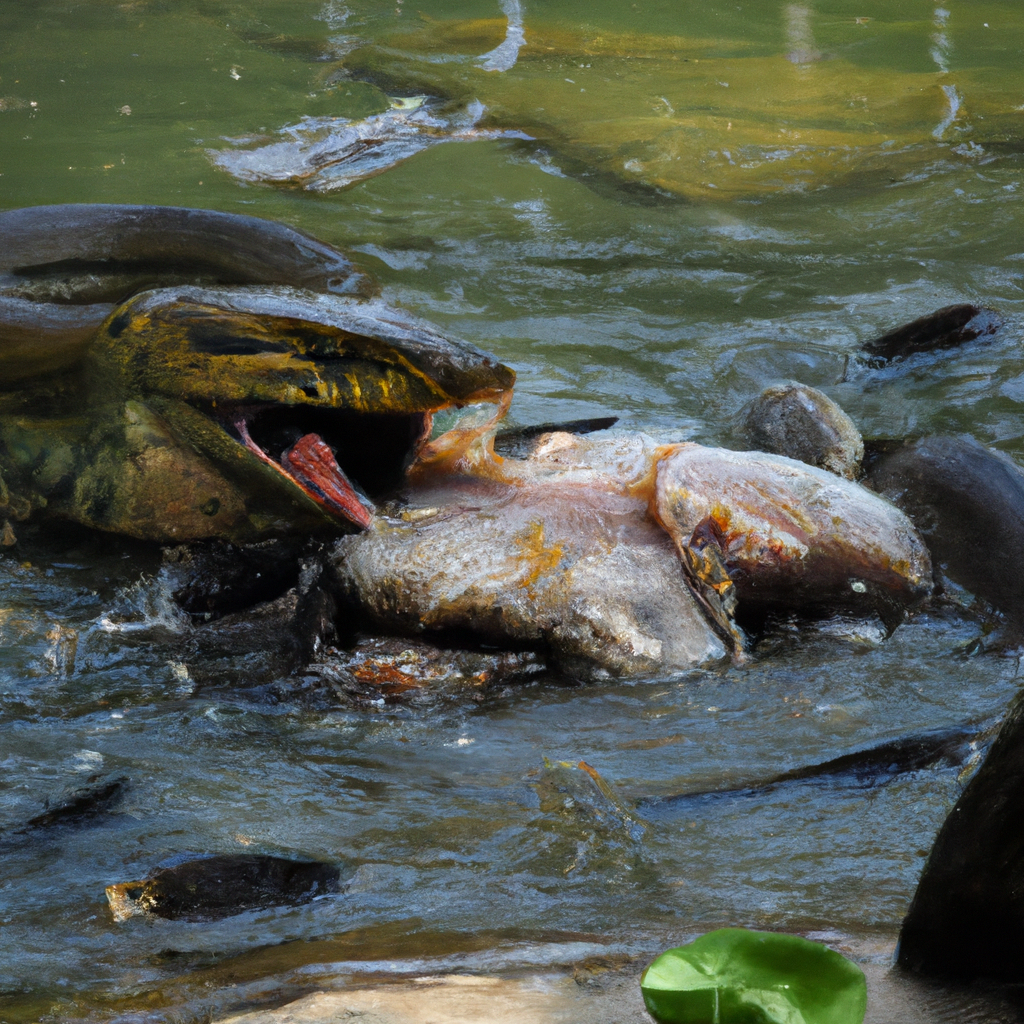 Anaconda eating fishes