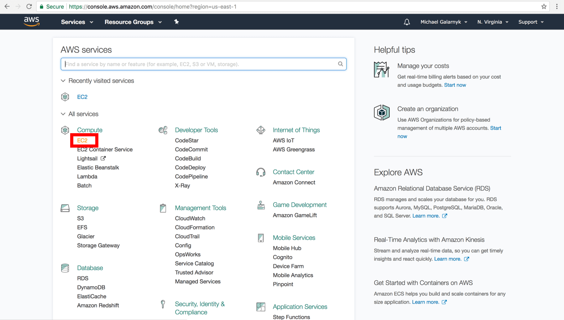 ec2 dashboard