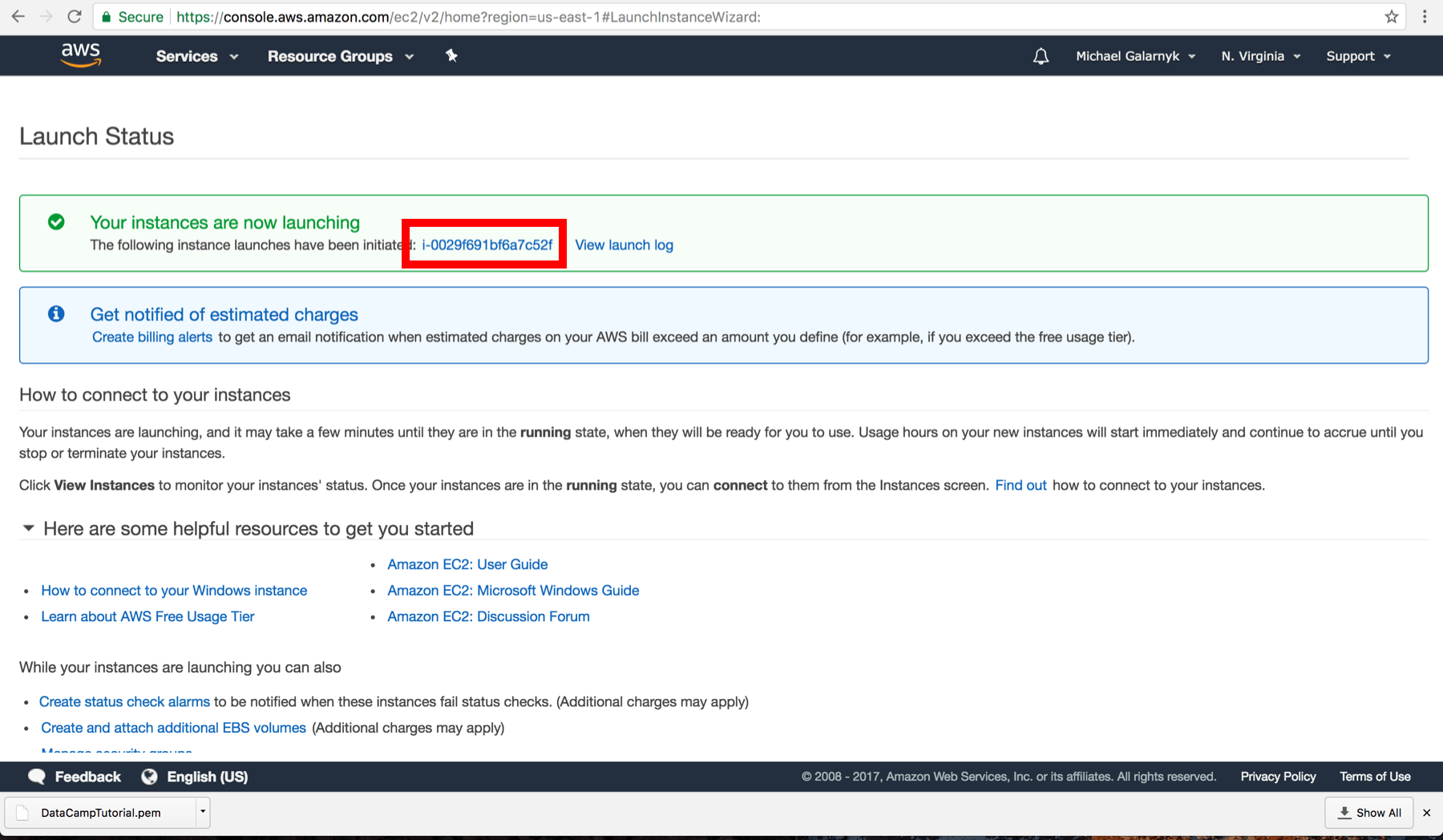 amazon ec2 console