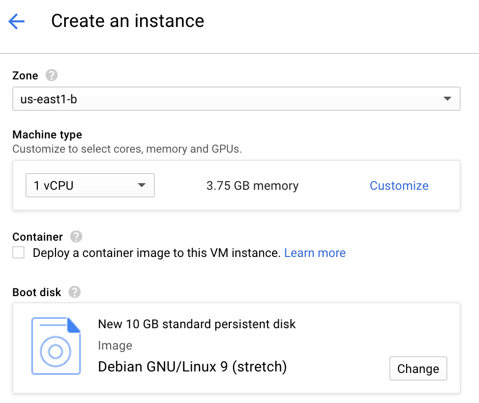 create Google Cloud instance