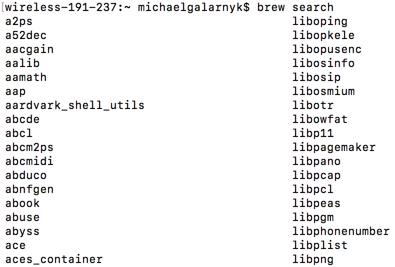 brew search output