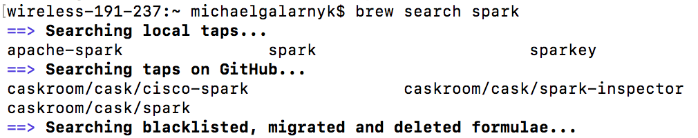 brew search spark