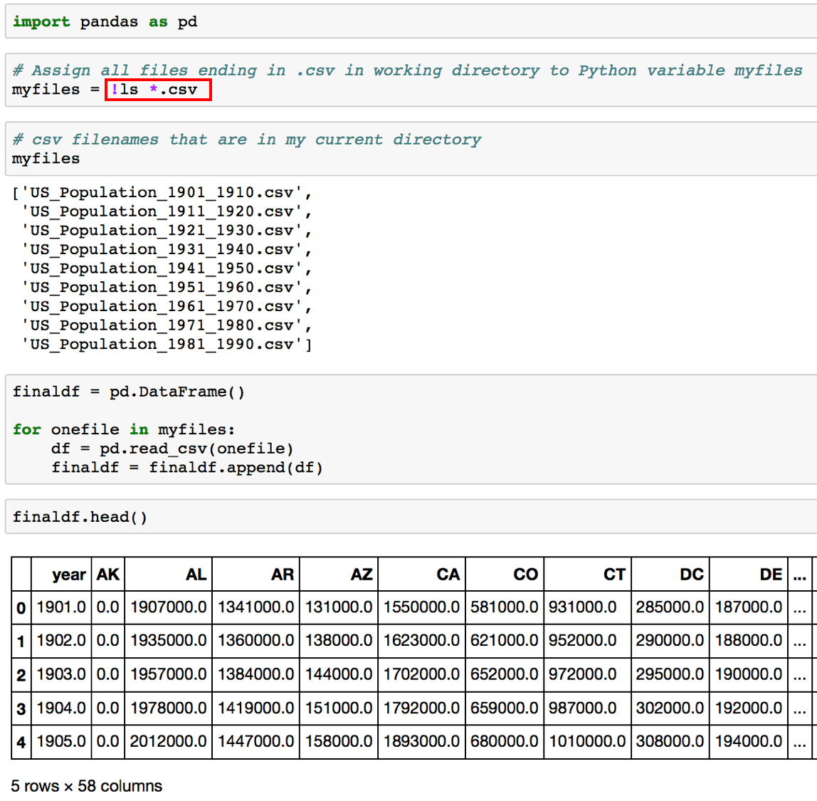 unix shell command in jupyter notebook