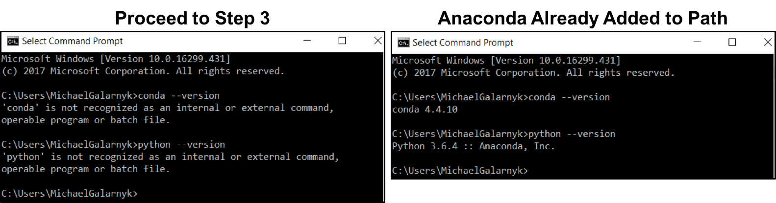 conda install package command prompt