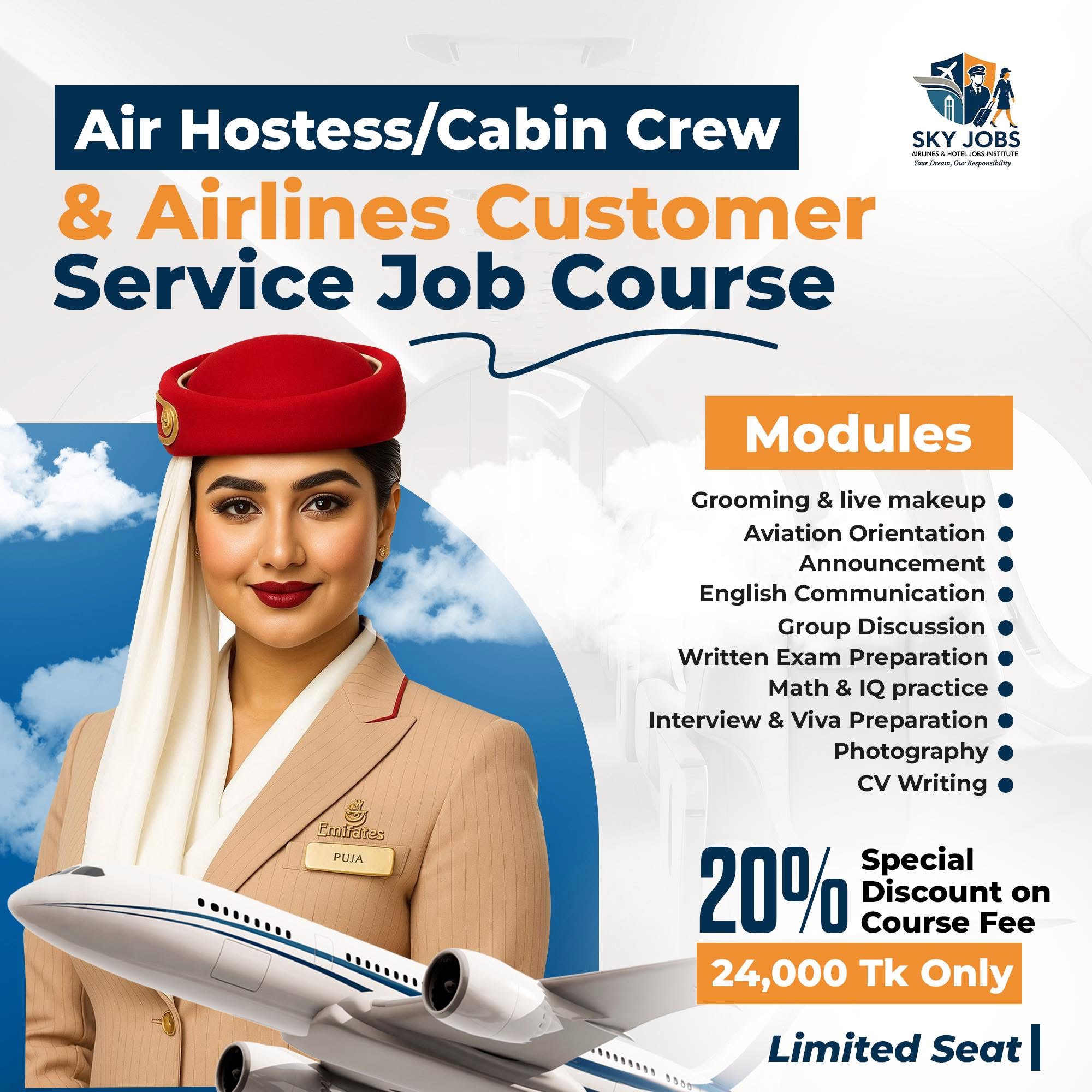 Become an Air Hostess or Cabin Crew – Airlines Customer Service Job Course in Bangladesh | SkyJobs Aviation Institute